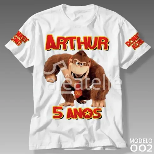 Camiseta Donkey Kong Festa Infantil Aniversário Personalizad