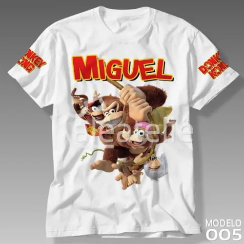 Camiseta Donkey Kong Diddy Dixie Cranky Infantil Adulto