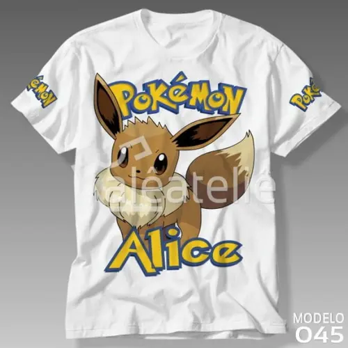 Camiseta Eevee Pokemon Festa Infantil Adulo Personalizada