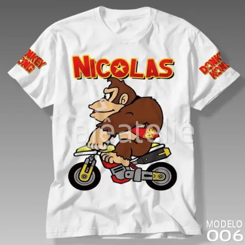Camiseta Donkey Kong Moto Infantil Adulto Personalizada