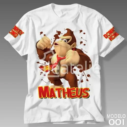 Camiseta Donkey Kong Game Geek Infantil Adulto Personalizada