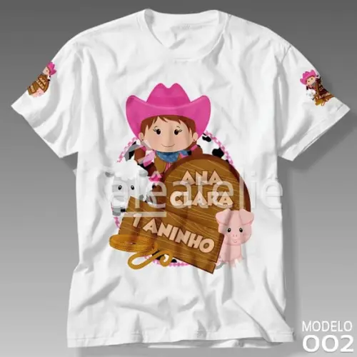 Camiseta Fazendinha Menina Infantil Festa Personalizada