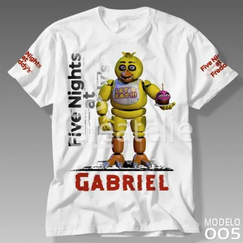 Camiseta Five Nights at Freddy Chica Fnaf Infantil Adulto