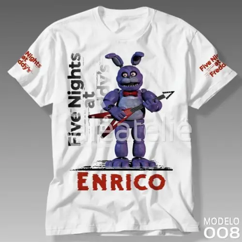 Camiseta Five Nights at Freddy Bonnie Fnaf Infantil Adulto