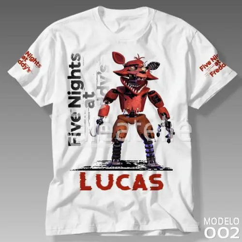 Camiseta Five Nights at Freddy Foxy Fnaf Infantil Adulto