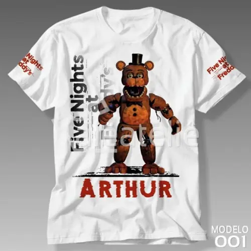 Camiseta Five Nights at Freddy Infantil Adulto Personalizada