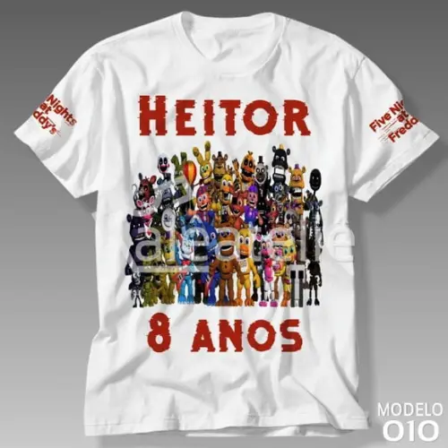 Camiseta Five Nights at Freddy Fnaf Aniversario Infantil