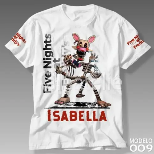 Camiseta Five Nights at Freddy Mangle Fnaf Infantil Adulto
