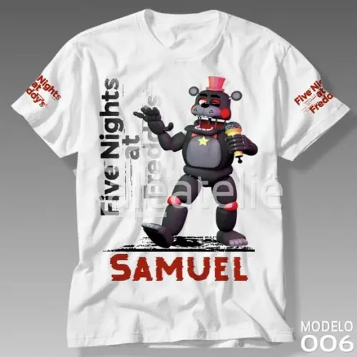 Camiseta Five Nights at Freddy Lefty Fnaf Infantil Adulto