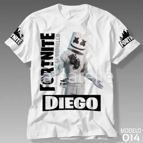 Camiseta Fortnite DJ Marshmello Battle Royale Personalizada