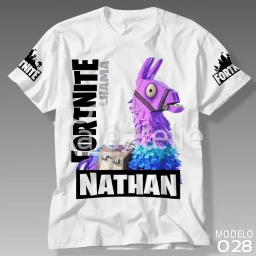 Camiseta Fortnite Lhama Skin Battle Royale Personalizada