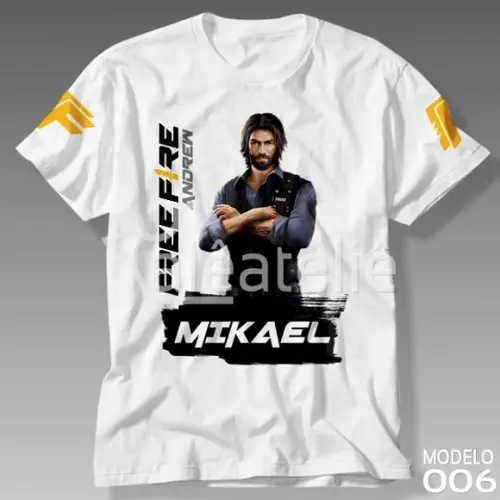 Camiseta Free Fire Andrew Personalizada Infantil Adulto