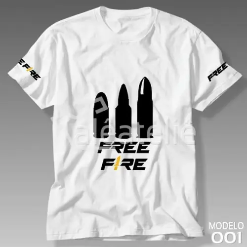 Camiseta Free Fire Balas Infantil Adulto