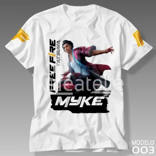 Camiseta Free Fire Tatsuya Personalizada Infantil Adulto
