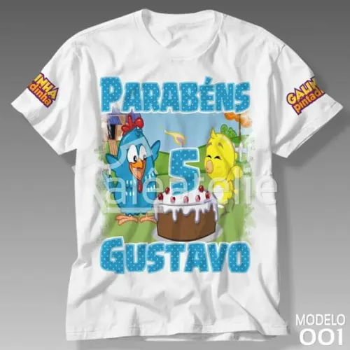 Camiseta Galinha Pintadinha Galo Carijó Pitinho Amarelinho