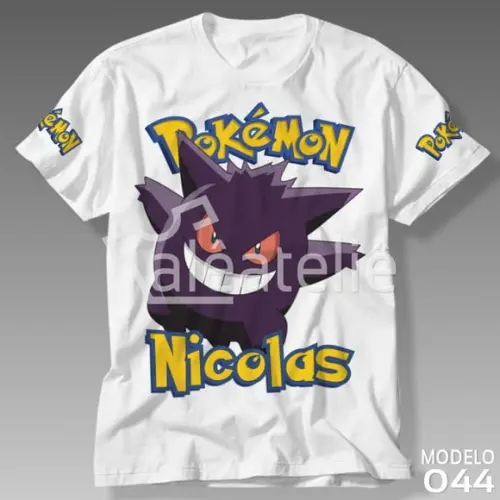 Camiseta Gengar Pokemon Festa Infantil Adulo Personalizada