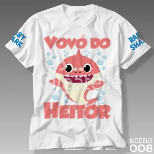 Camiseta Grandma Shark Baby Shark Bebê Tubarão Personalizada