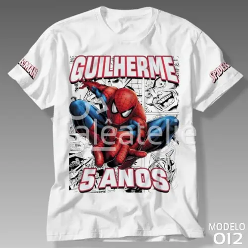 Camiseta Homem Aranha Aniversario Festa Infantil
