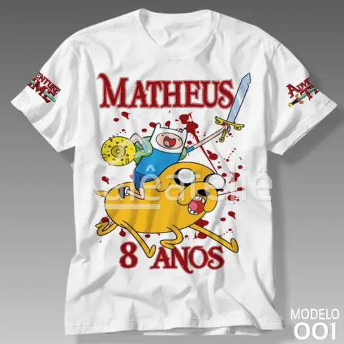 Camiseta Hora de Aventura Personalizada com Nome e Idade
