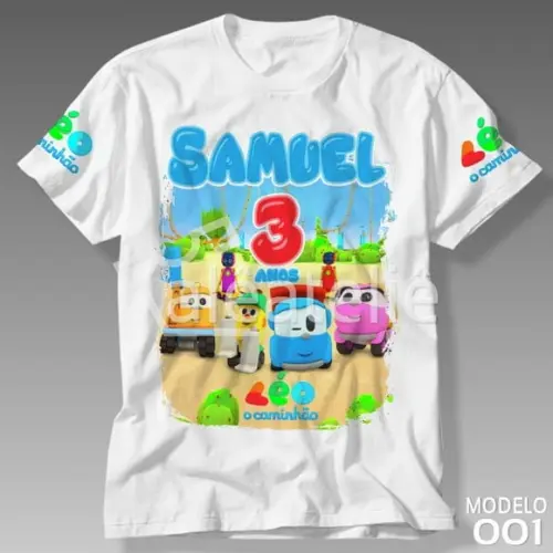 Camiseta Infantil Léo o Caminhão Menino Menina Personalizada