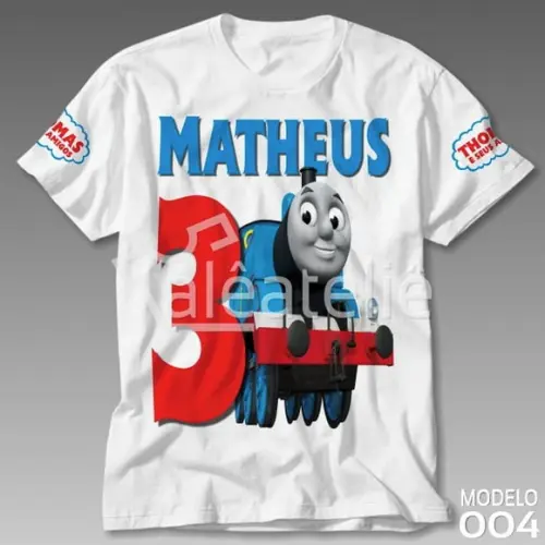 Camiseta Infantil Thomas e Seus Amigos Festa Aniversário