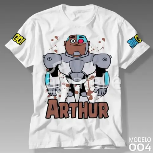 Camiseta Jovens Titans Cyborg Personalizada com Nome
