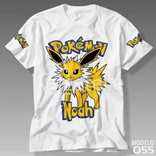Camiseta Jolteon Pokemon Festa Infantil Adulo Personalizada