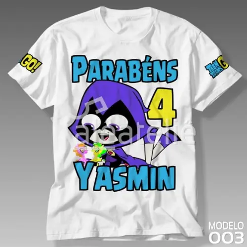 Camiseta Jovens Titans Ravena Personalizada com Nome Idade