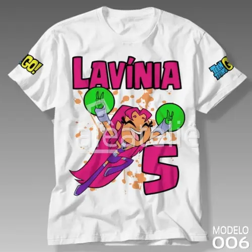 Camiseta Jovens Titans Estelar Personalizada com Nome Idade