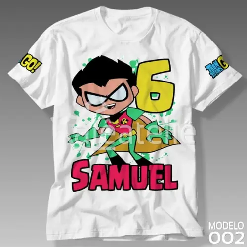 Camiseta Jovens Titans Robin Personalizada com Nome e Idade