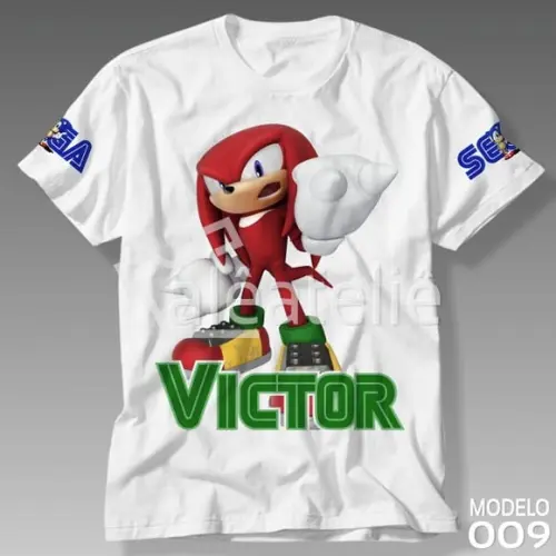Camiseta Knuckles Sonic Infantil Adulto Personalizada
