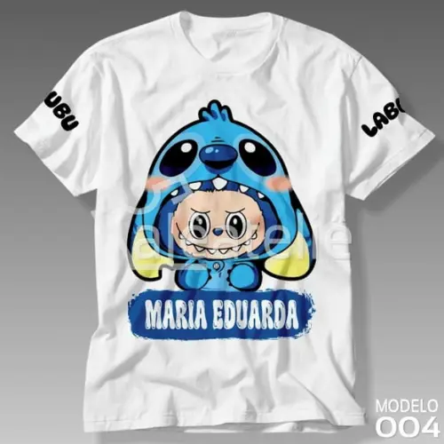 Camiseta Labubu Lilo & Stitch Festa Plush Toy Personalizada
