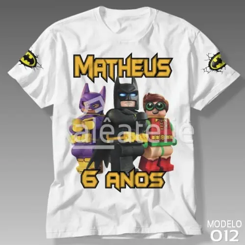 Camiseta Lego Batman Filme Infantil Festa Personalizada