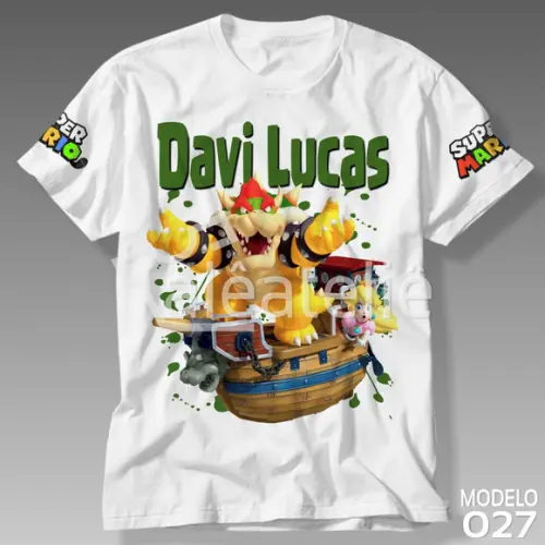 Camiseta Mario Bros Bowser Luigi Peach Yoshi Personalizada