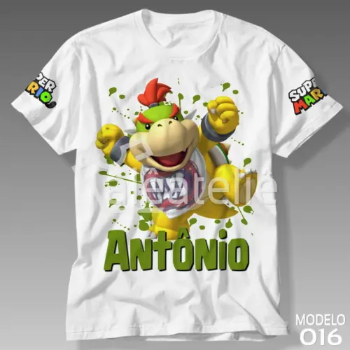 Camiseta Mario Bros Bowser Luigi Peach Yoshi Personalizada