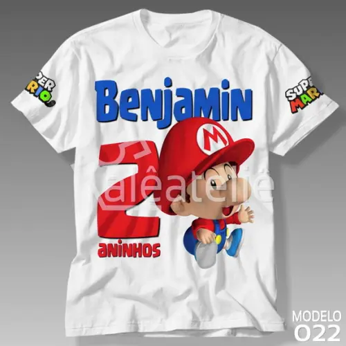 Camiseta Mario Bros Festa Luigi Peach Yoshi Personalizada