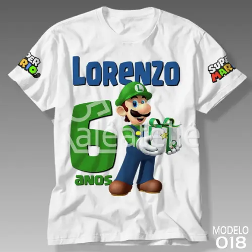 Camiseta Mario Bros Luigi Peach Toad Yoshi Personalizada