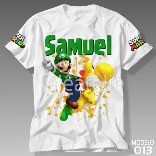 Camiseta Mario Bros Luigi Peach Toad Yoshi Personalizada