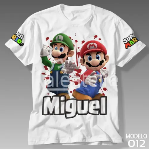 Camiseta Mario Bros Luigi Peach Toad Yoshi Personalizada