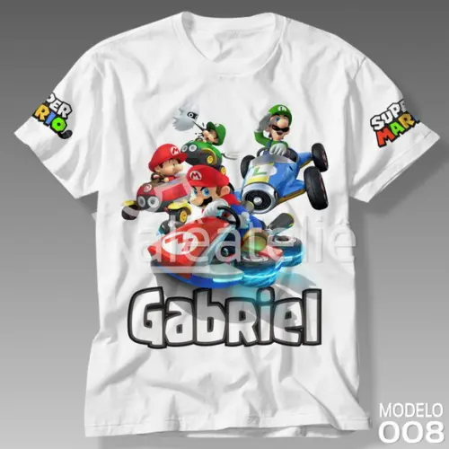 Camiseta Mario Bros Luigi Peach Toad Yoshi Personalizada