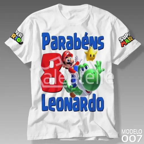 Camiseta Mario Bros Luigi Peach Toad Yoshi Personalizada