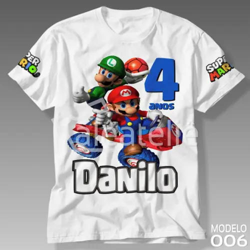 Camiseta Mario Bros Luigi Peach Toad Yoshi Personalizada