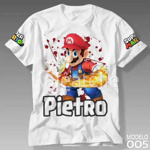 Camiseta Mario Bros Luigi Peach Toad Yoshi Personalizada