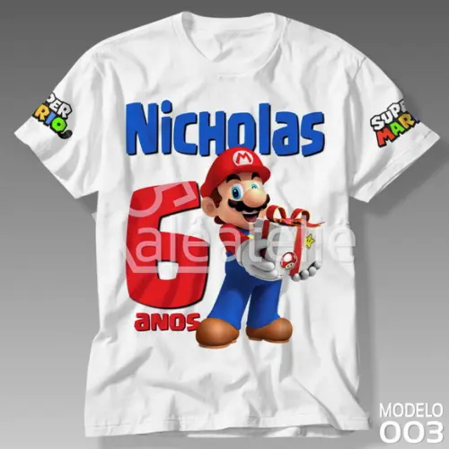 Camiseta Mario Bros Luigi Peach Toad Yoshi Personalizada