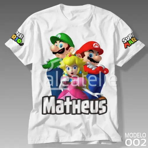 Camiseta Mario Bros Luigi Peach Toad Yoshi Personalizada
