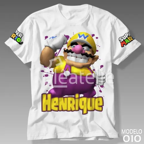 Camiseta Mario Bros Wario Luigi Peach Toad Personalizada