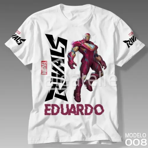 Camiseta Marvel Rivals Homem de Ferro Infantil Adulto