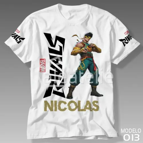 Camiseta Marvel Rivals Punho de Ferro Infantil Adulto