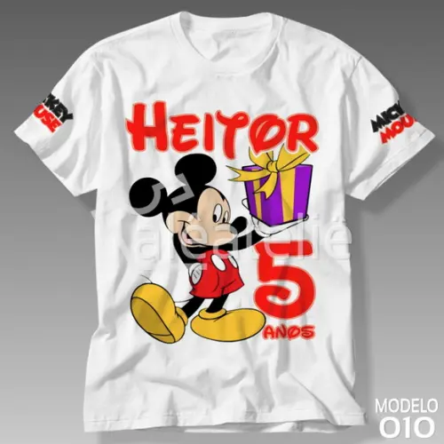 Camiseta Mickey Mouse Festa Presente Personalizada