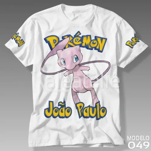 Camiseta Mew Pokemon Festa Infantil Adulo Personalizada